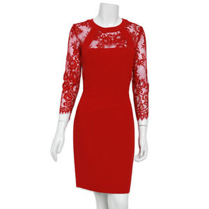 The Kooples Women's Red Lace Dress - Used - Size XS